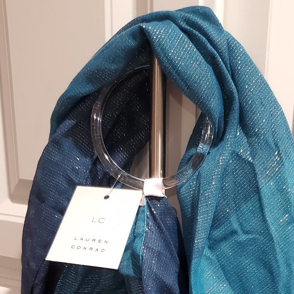 LC Lauren Conrad Infinity Scarf Brand New NWT Blue Teal Silver - Picture 4 of 10